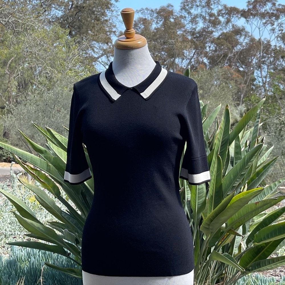 GREY by Jason Wu Black Knit Polo Shirt